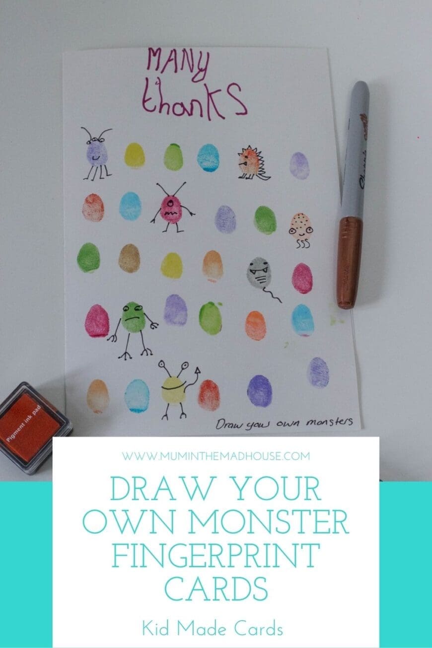 Share the fingerprint fun with these fabulous Draw your own monster cards. A brilliant kid made card for all occasions.