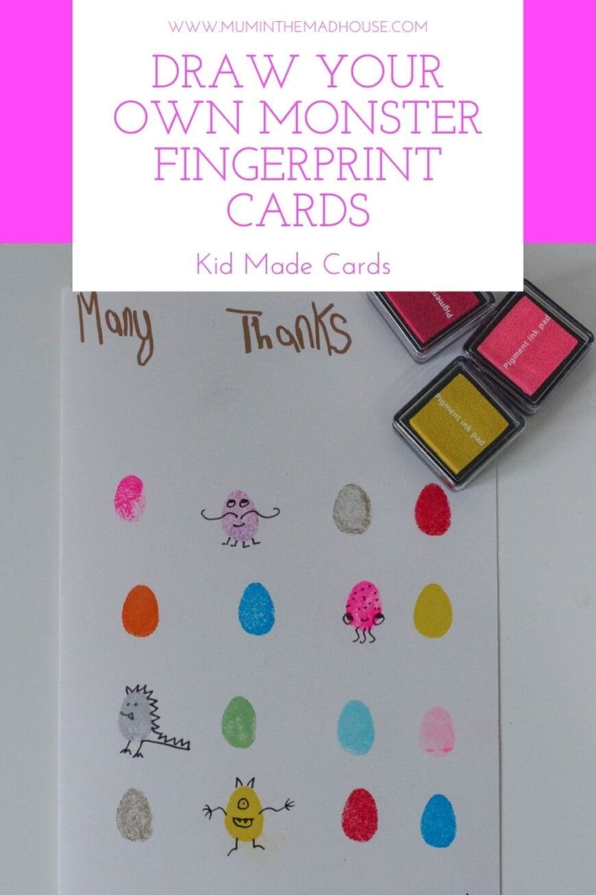 How fun are these fabulous kid made draw your own monster fingerprint cards.  So simple to make and perfect to receive and complete.