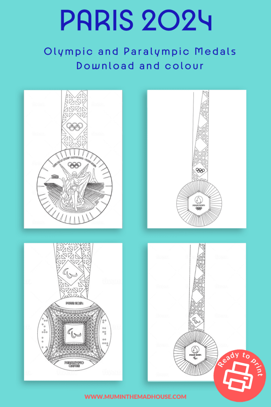 This Olympic Medal coloring page features a blank medal template to design your own and also the Paris 2024 Olympic and Paralympic medals to color. The coloring pages are printable to be be used in the classroom or at home.