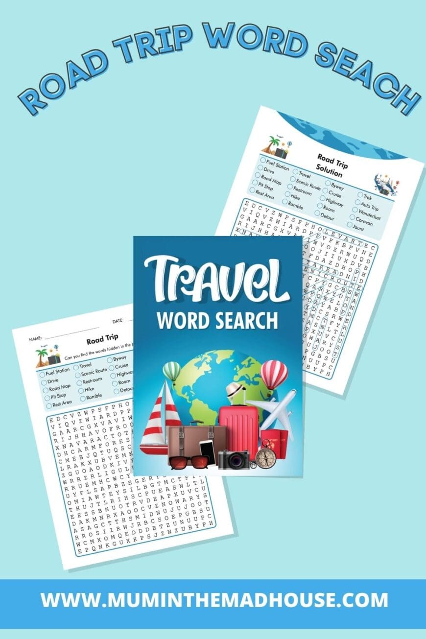 Check out our road trip printable word search for your next family journey