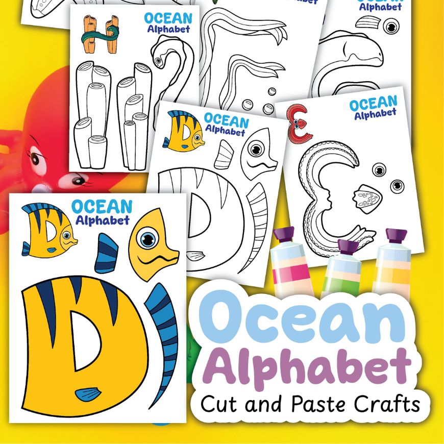 Free Printable Ocean Alphabet Cut-and-Paste Pack